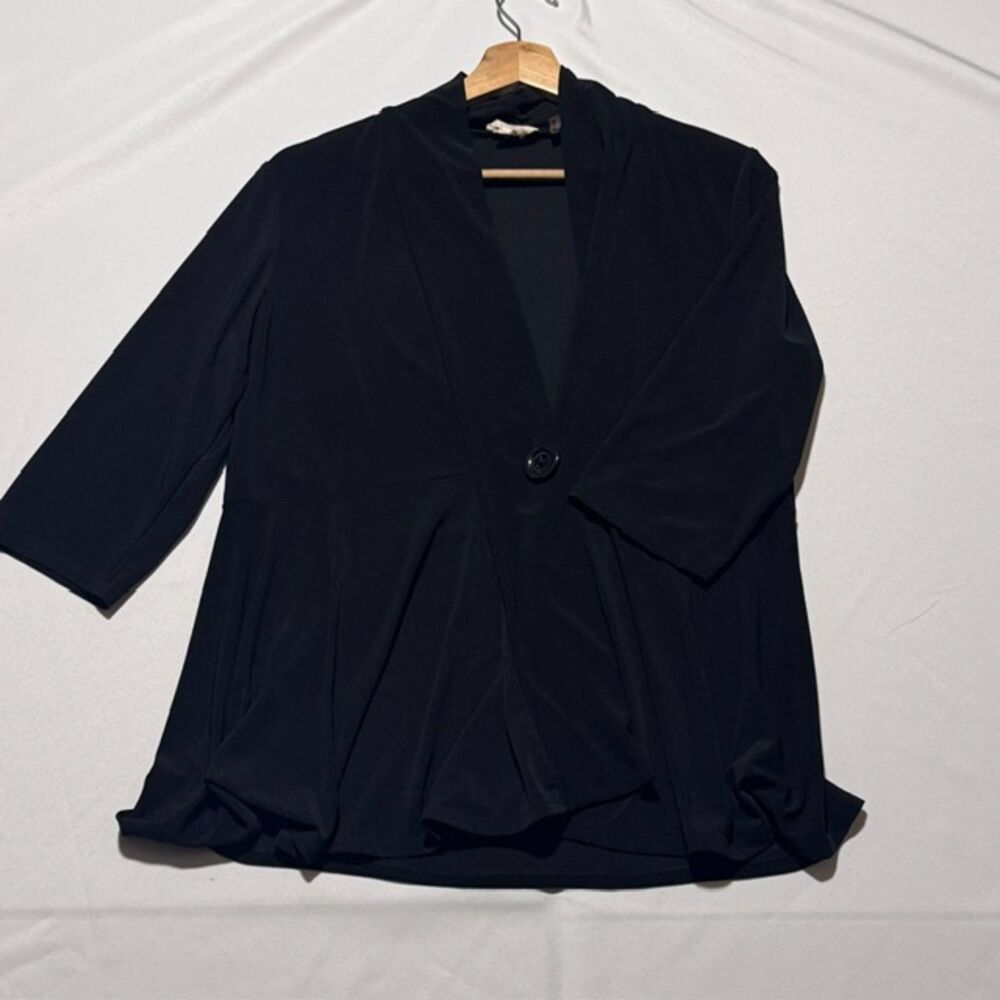 Carol Rose Black Single Button Open Front Cardigan Jacket Women’s Large